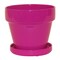 Glazed Ceramic Pot/Saucer - Hot Pink - 4 1/2" x 4 1/4" with Felt Feet